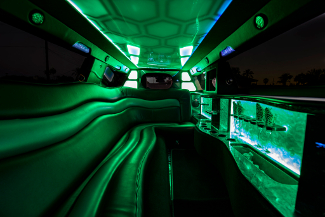 Green light interior of limousine in Sedona