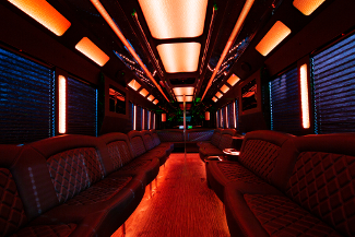 Orange light interior of a Party Bus in Sedona
