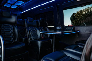 Scottsdale Sprinter Party Bus - black interior table
