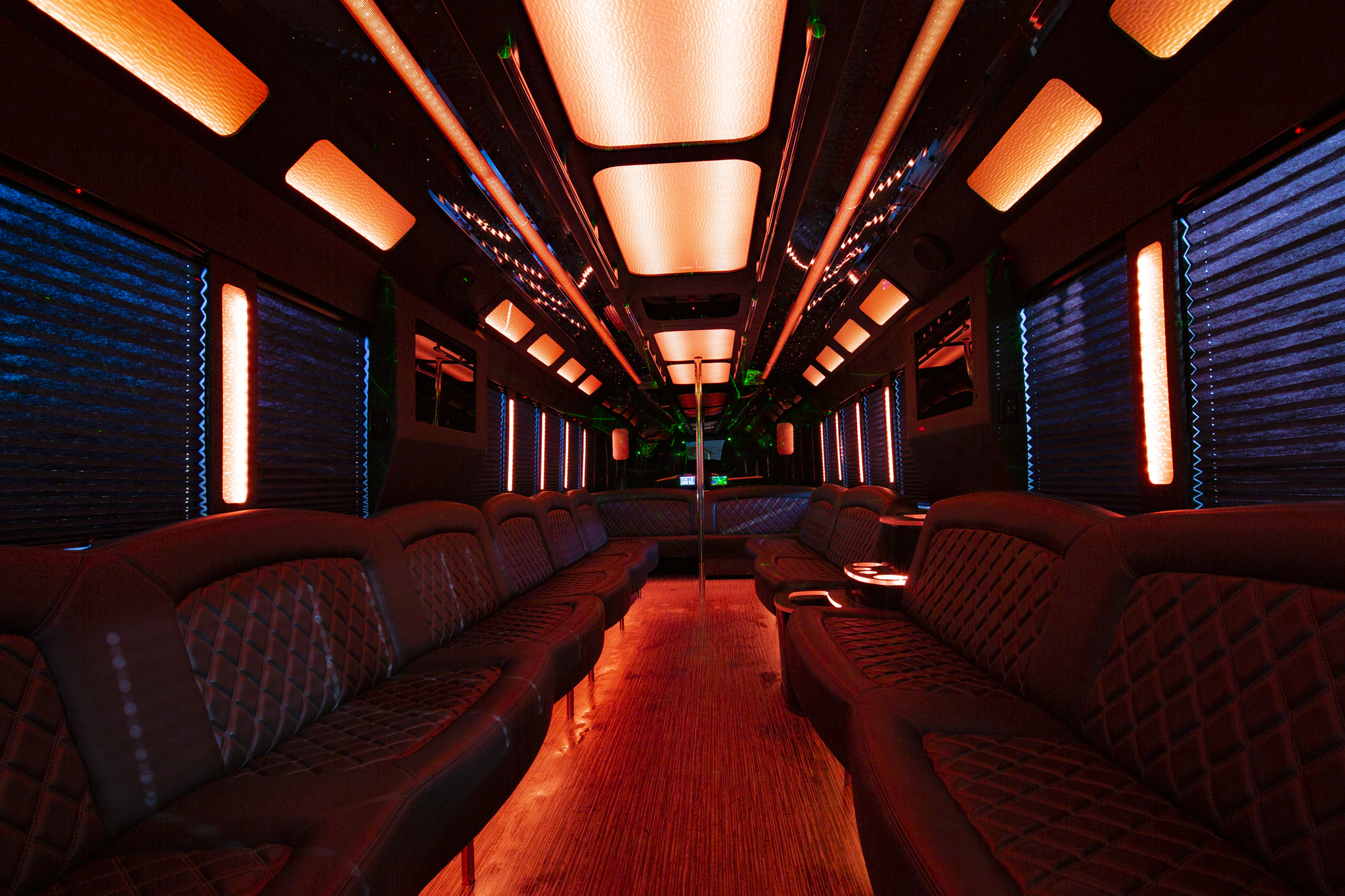 White Scottsdale Party Bus orange interior