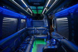 Scottsdale Sprinter Party Bus - black interior green and blue