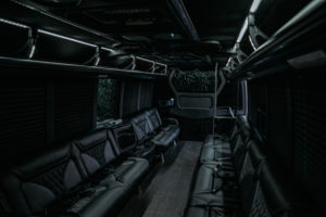 Scottsdale White Wedding Party Bus - black interior