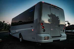 White Scottsdale Party Bus rear
