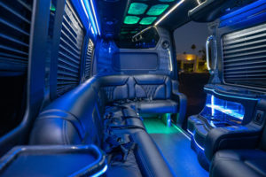 Scottsdale Party Bus blue light interior door horizontal