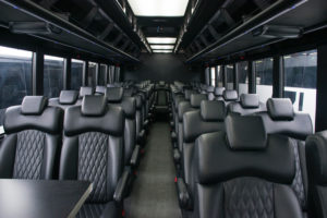 Scottsdale Party Bus Motor Coach interior angle shades open
