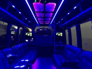 Scottsdale Party Bus pink and blue light interior