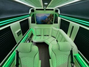 Scottsdale Party Bus rentals - Jet Sprinter interior green 1