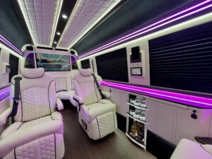 Scottsdale Party Bus rentals - Jet Sprinter interior purple 1