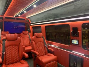 Scottsdale Party Bus service - Jet Sprinter interior red 2