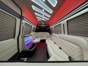 Scottsdale Party Bus rentals - Jet Sprinter interior long red