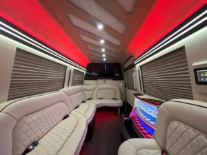 Scottsdale Party Bus service - Jet Sprinter interior long red